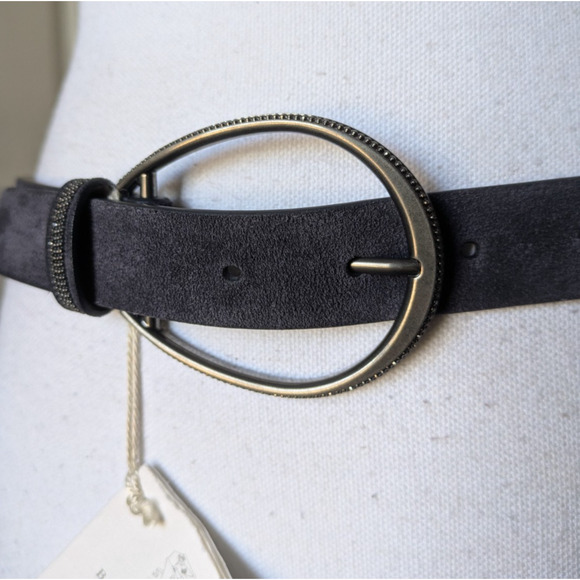 Brunello Cucinelli Navy Blue Monili Bead Embellished Suede Loop Belt New Size XS main image 6
